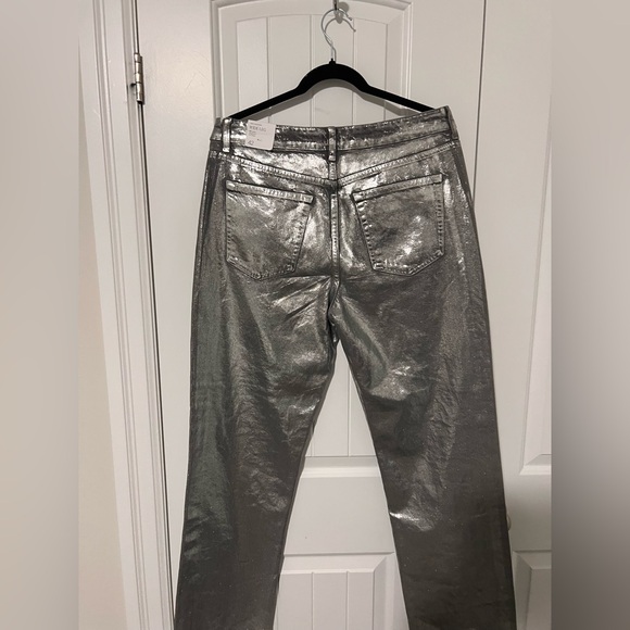 Mango Metallic Gray Wide-Leg Pants - Picture 4 of 6